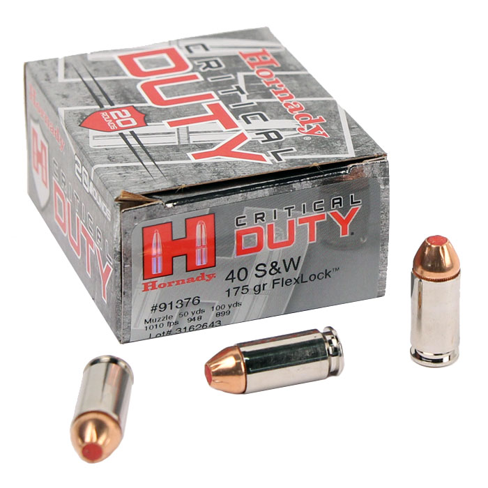 Hornady 40S W 175 GR FlexLock Critical Duty 20RD Top Gun Supply