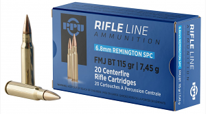 PPU PP68F Standard Rifle 6.8mmRemSPC 115gr Full Metal Jacket Boat Tail 20 Per Box