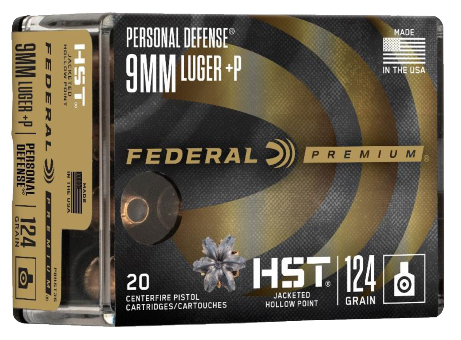 Federal P9HST3S Premium Personal Defense 9mm Luger 124 gr HST Jacketed Hollow Point
