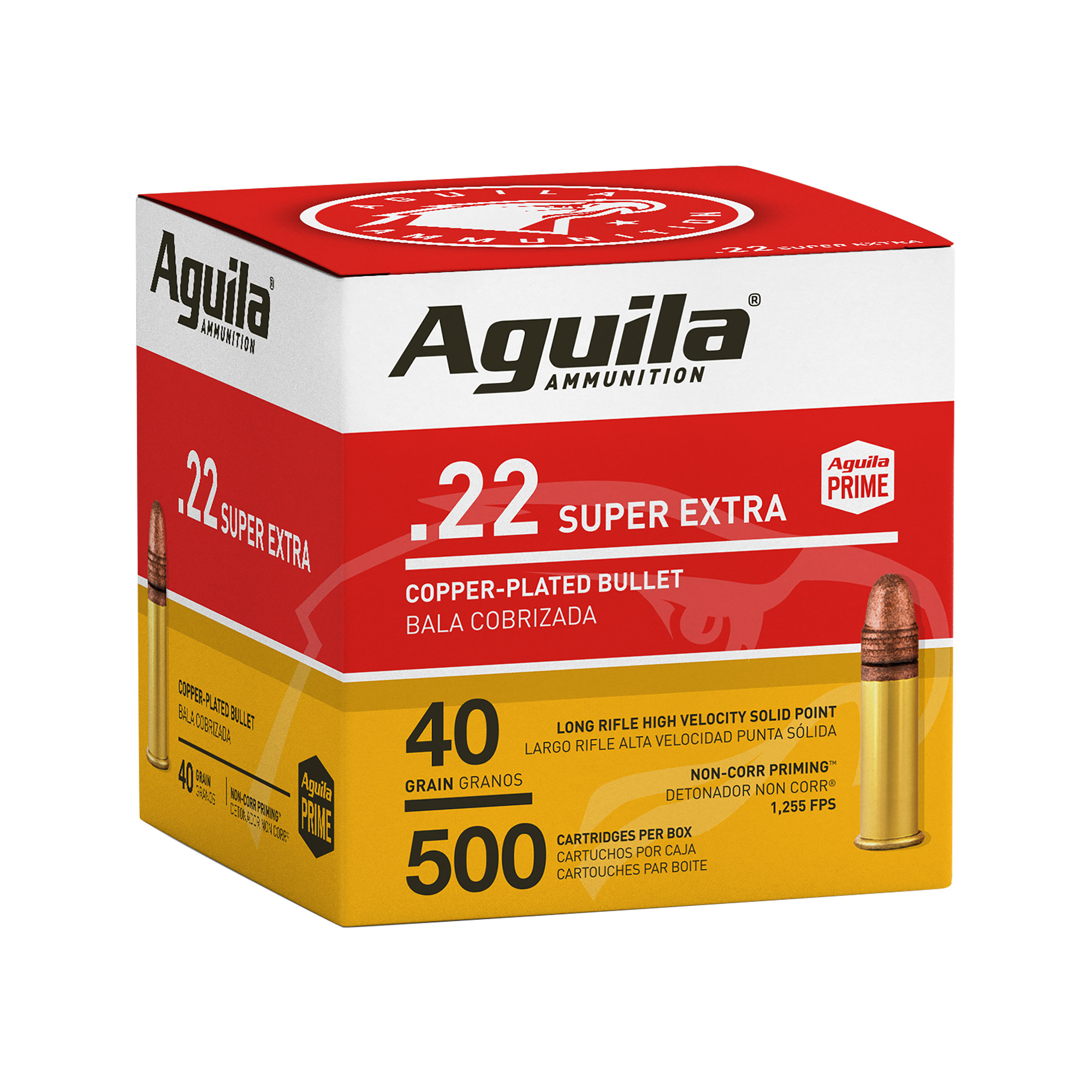 Aguila 22 Super Extra, High Velocity, 40 grain, Solid Point, 500 rounds Bulk Pak