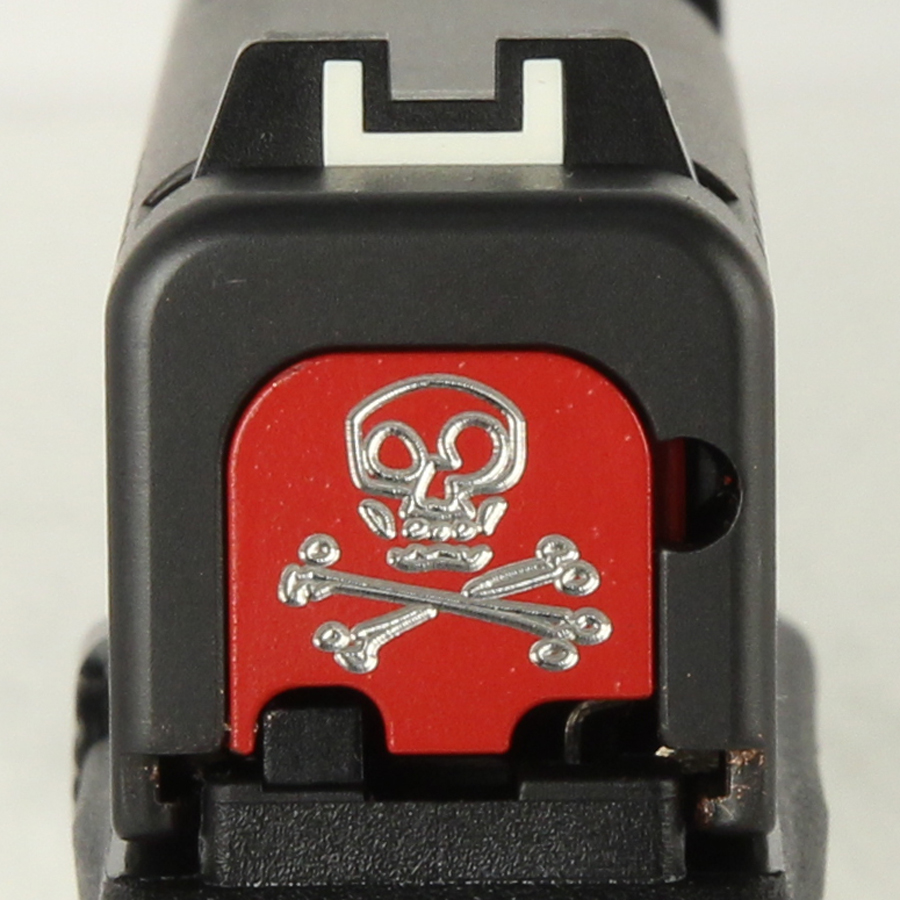 Milspin Custom Back Plate - Skull and Bones - Glock 43 - Red