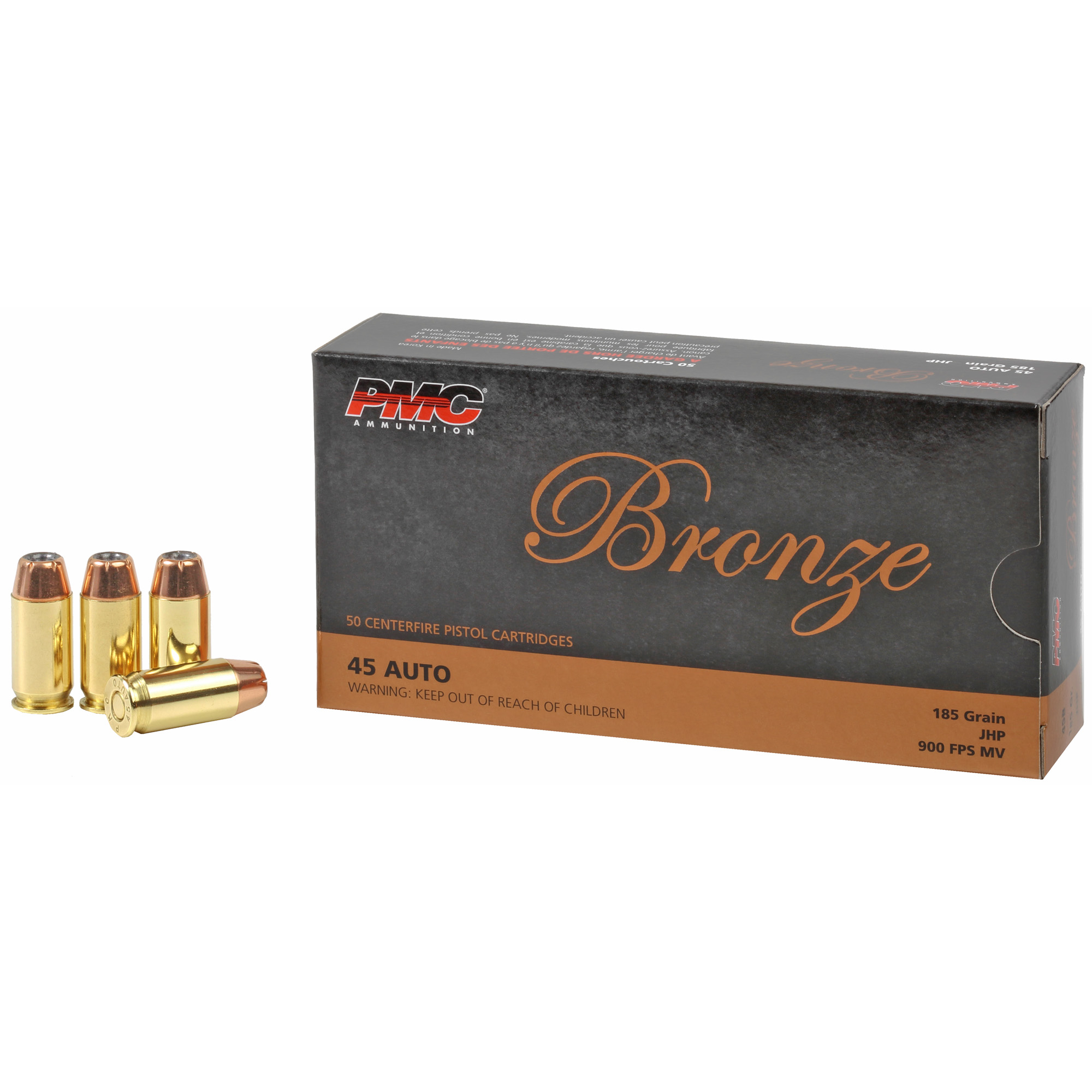 PMC, Bronze, 45ACP, 185 Grain, Jacketed Hollow Point, 50 Round Box