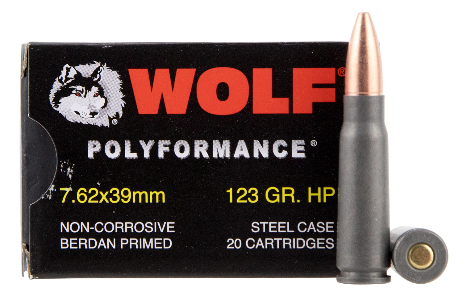 Wolf 762BHP PolyFormance 7.62x39mm 123 gr Hollow Point (HP) 20 Bx