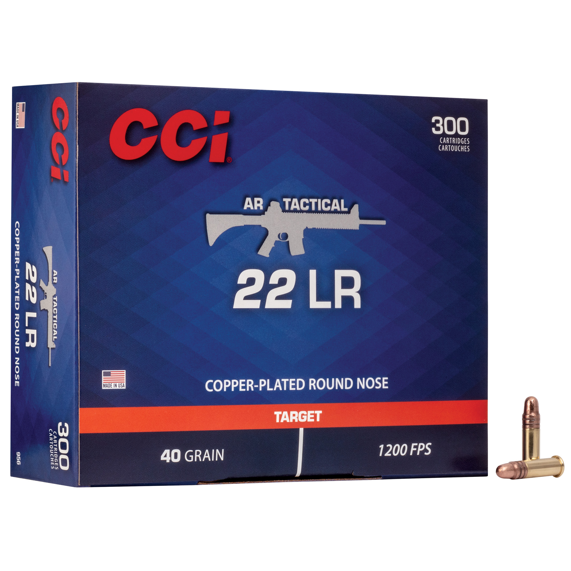 CCI, AR-Style, Tactical, 22LR, 40 Grain, Copper Round Nose, 300 Round Box