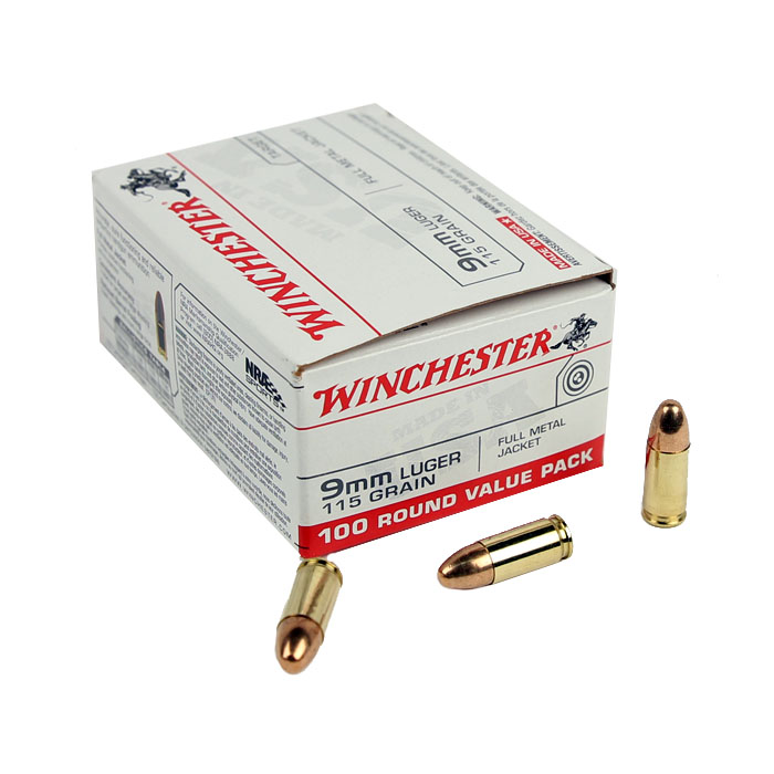 Winchester USA 9mm 115 GR. FMJ - 100RD