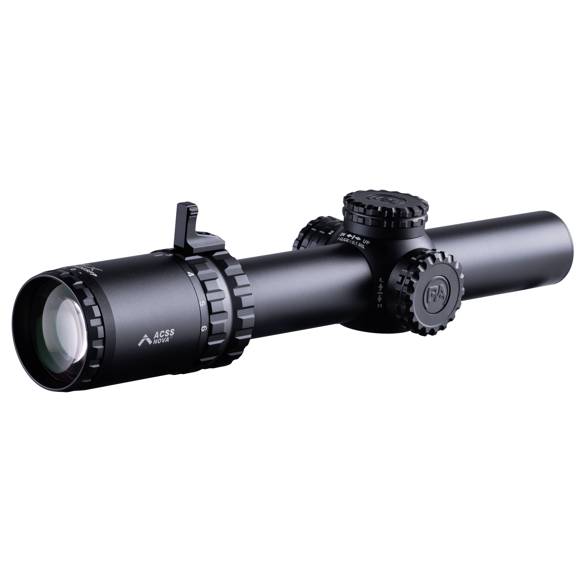 Primary Arms, SLx Gen IV, Rifle Scope, 24MM Objective, 1-6X Magnification, 30mm Main Tube, Second Focal Plane, Green Illuminated ACSS NOVA Fiber Wire Reticle, .1 MRAD, Black