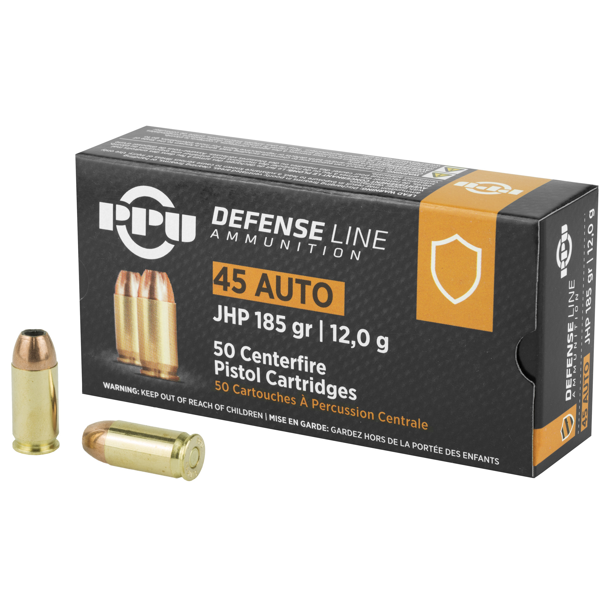 PPU PPD45 Defense 45 ACP 185 gr Jacketed Hollow Point