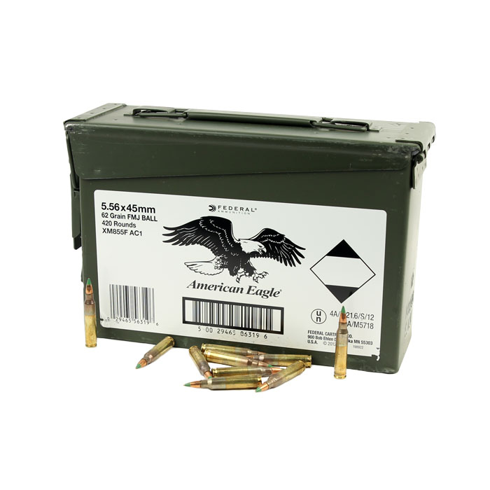 Federal M855 5.56 62GR. Penetrator Green Tip - 420 Round Case