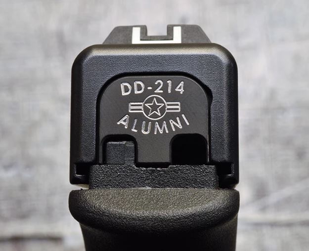 Milspin Custom Back Plate - DD-214 Alum - Standard Glock - Stainless Steel with Black Coating