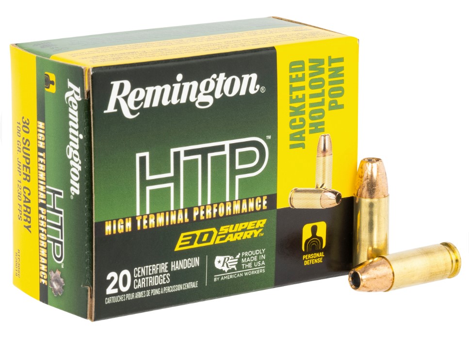 Remington Ammunition R20019 HTP 30 Super Carry 100 gr Jacketed Hollow Point (JHP) 20 Bx/ 10 Cs