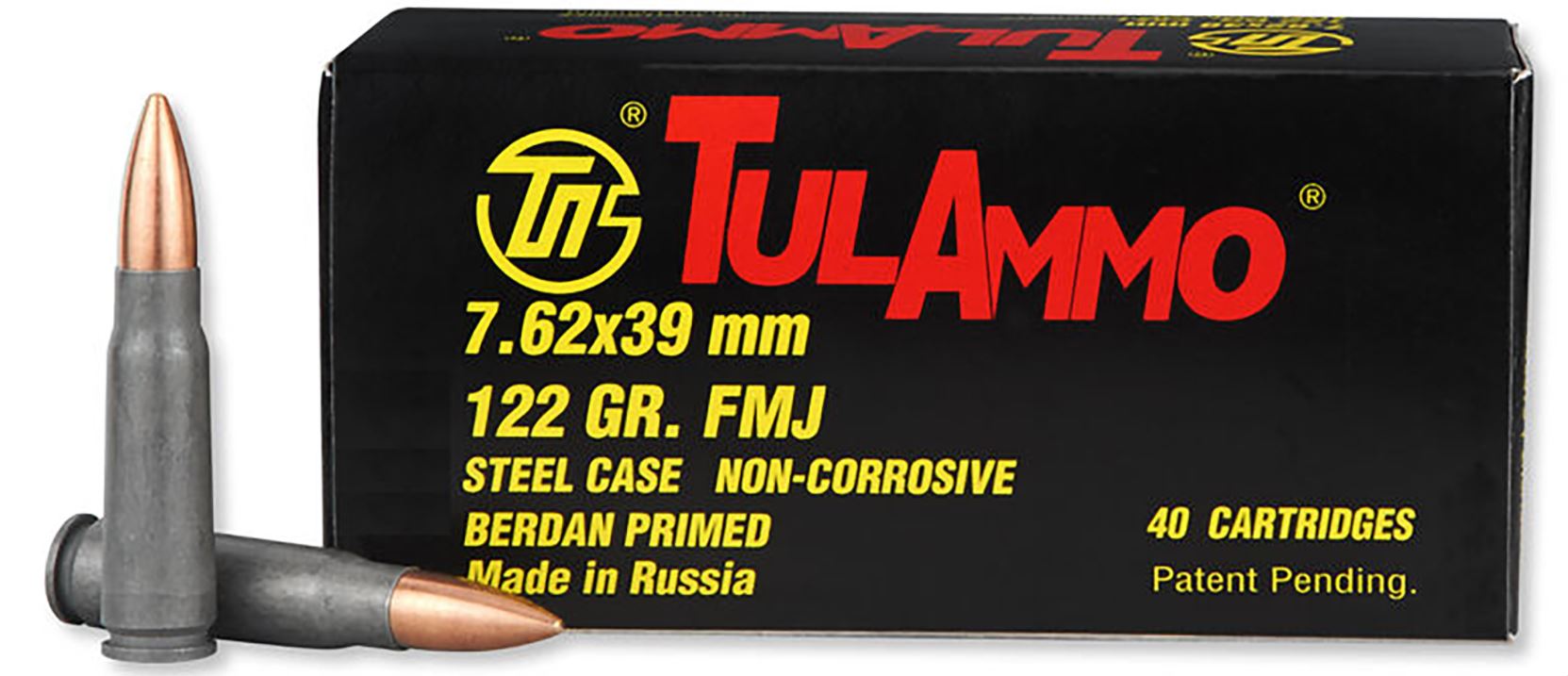 Tulammo UL076240 Rifle 7.62x39mm 122 gr Full Metal Jacket (FMJ) 40 Bx/ 25 Cs