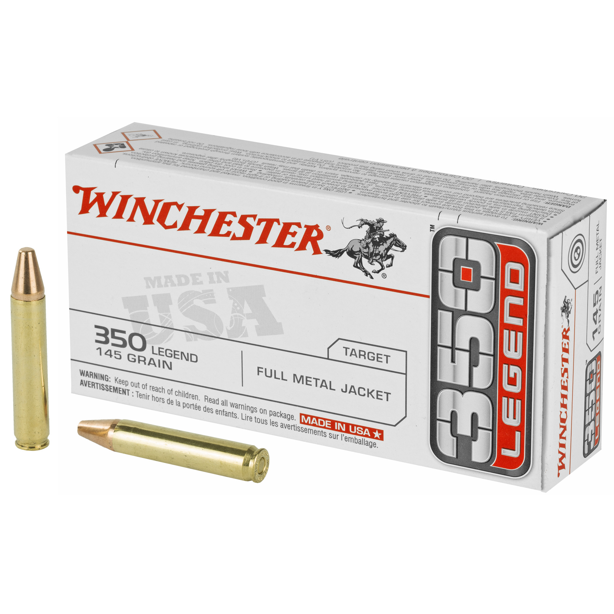 Winchester Ammo USA3501 USA 350 Legend 145 gr Full Metal Jacket (FMJ) 20 Bx/10 Cs