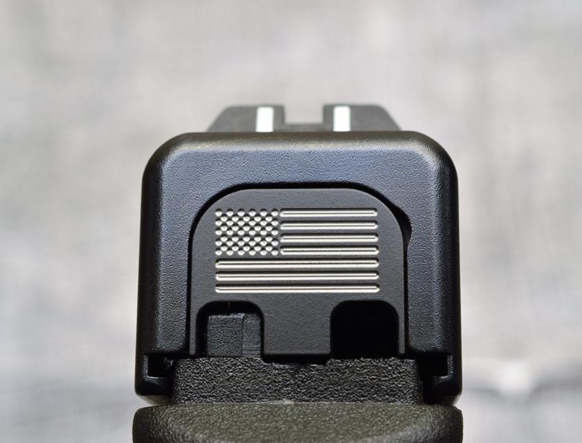 Milspin Custom Back Plate - US Flag - Standard Glock - Stainless Steel with Black Coating