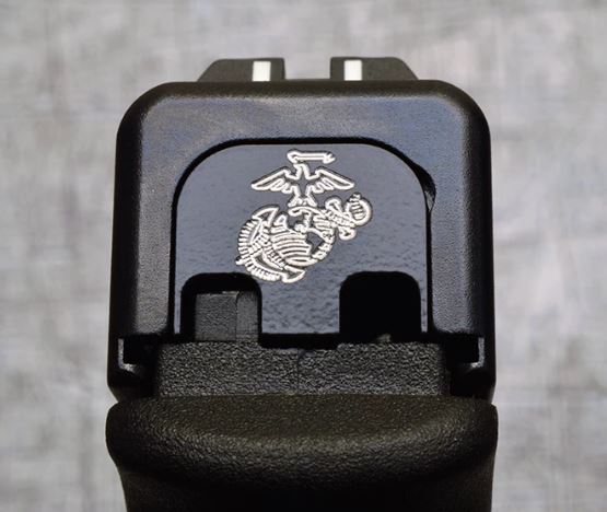 Milspin Custom Back Plate - USMC - Standard Glock - Stainless Steel with Black Coating