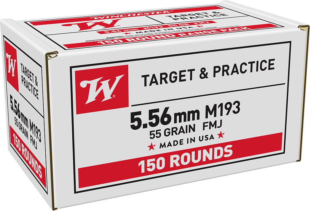 Winchester Ammo WM193150 USA M193 5.56x45mmNATO 55gr Full Metal Jacket 150 Per Box