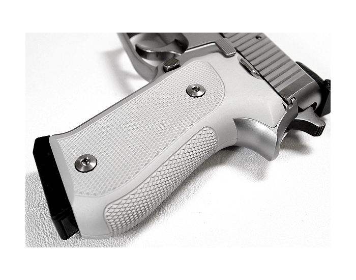 Hogue Extreme Aluminum Grips P220 - CHECKERED CLEAR ANODIZED