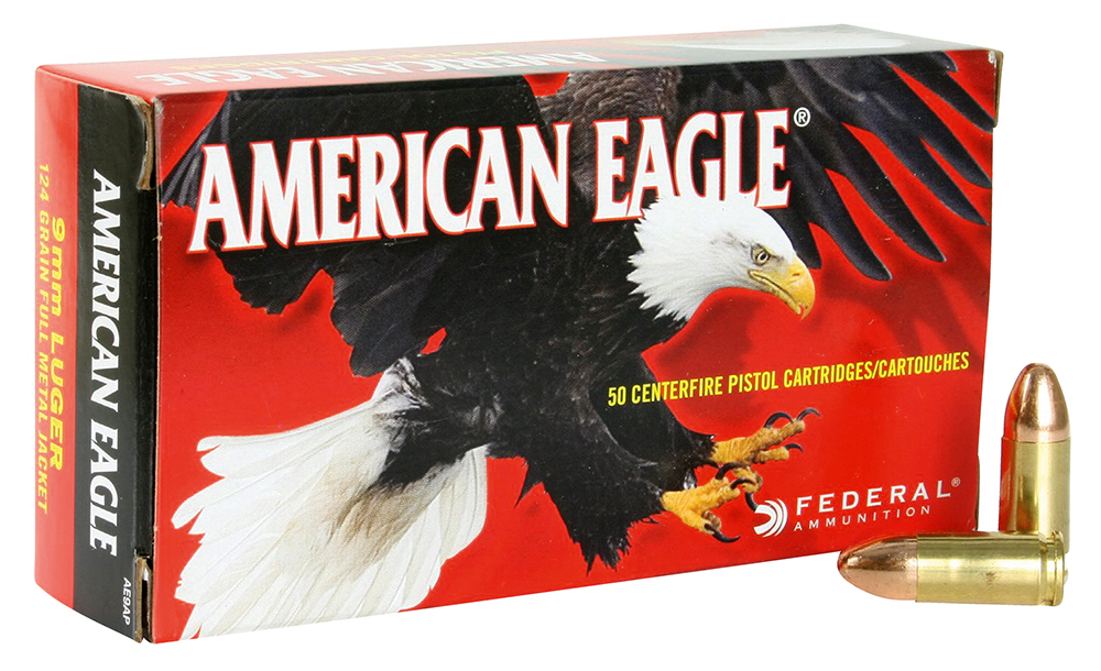 Federal American Eagle 9mm Luger 124GR FMJ - 50RD Federal American Eagle 9mm Luger 124GR FMJ - 50RD