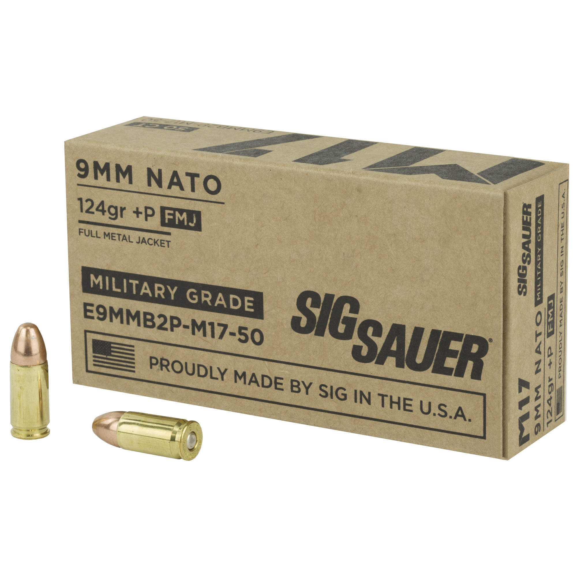 Sig Sauer M17 9mm 124 GR. +P FMJ - 50RD Sig Sauer M17 9mm 124 GR. +P FMJ - 50RD