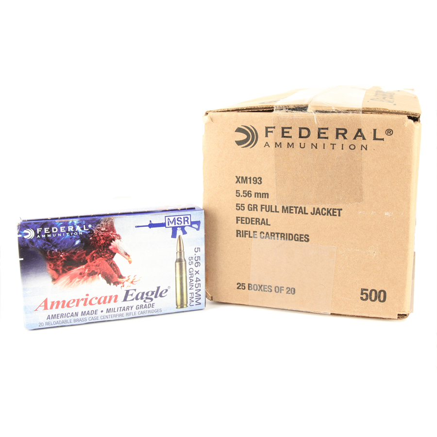 Federal XM193 5.56 NATO 55GR. FMJ - 500 Round Case Federal XM193 5.56 NATO 55GR. FMJ - 500 Round Case