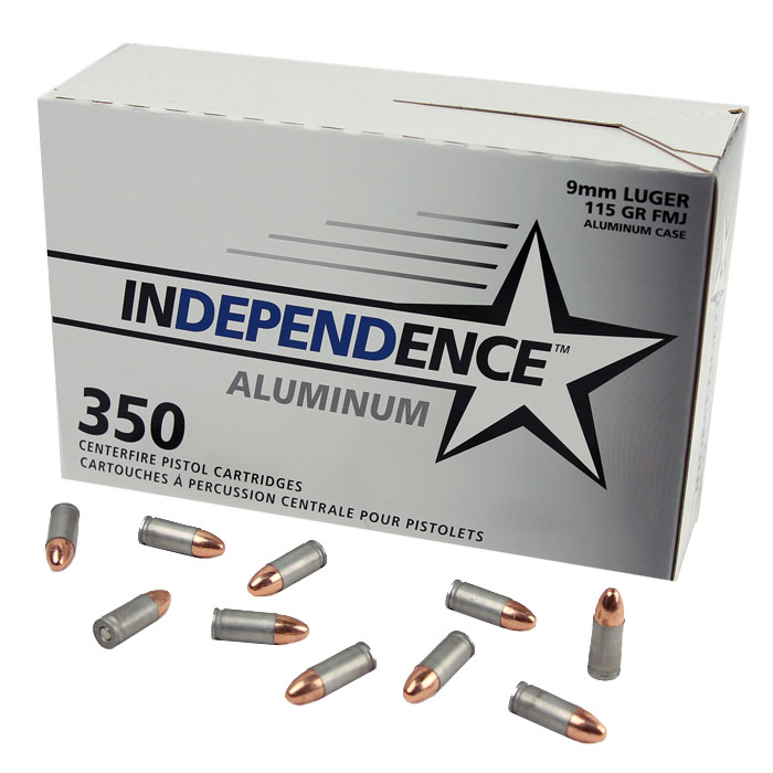 Independence 9mm Luger 115 GR. FMJ - Aluminum - 350 RDS