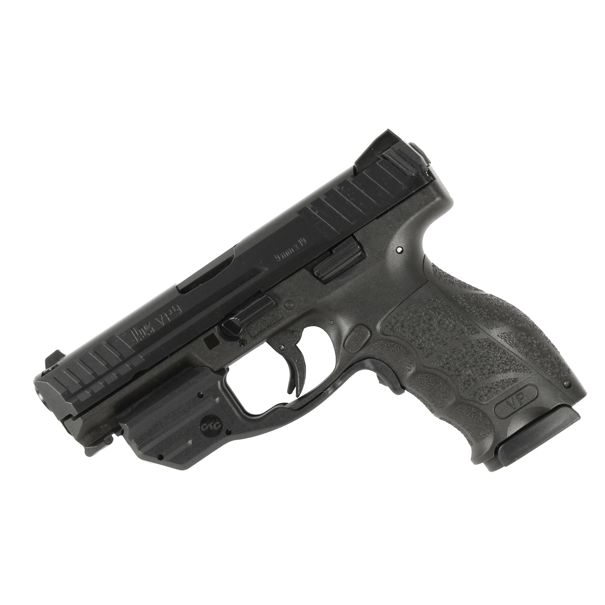 H&K VP9B, Striker Fired, Fixed Sights, 9mm Black Green Laser Top