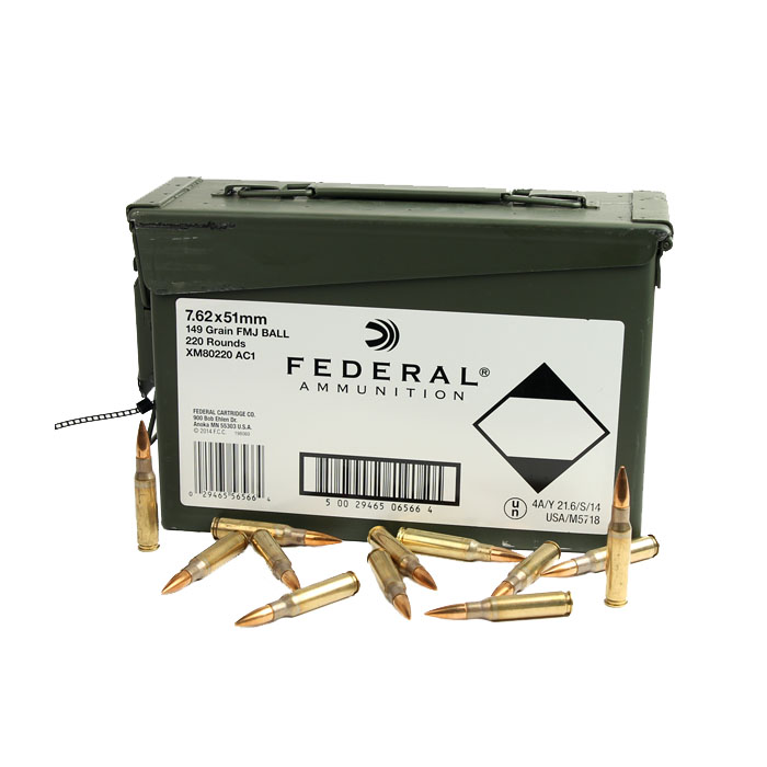 Federal 7.62x51 NATO 149 GR. FMJ - 220RD Case Federal 7.62x51 NATO 149 GR. FMJ - 220RD Case