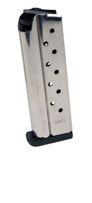Check-Mate .38 Super, 9RD, Stainless Steel, Removable Base - Full Size 1911 Magazine 
