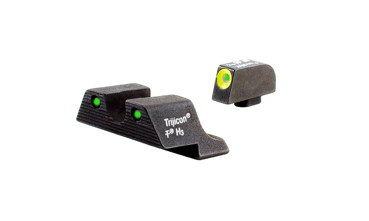 Trijicon HD Night Sight Set - GLOCK 9mm/.40/.357SIG - YELLOW OUTLINE FRONT