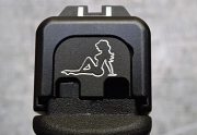 Milspin Custom Back Plate - Pin Up Girl - Standard Glock - Stainless Steel with Black Coating Milspin Custom Back Plate - Pin Up Girl - Standard Glock - Stainless Steel with Black Coating