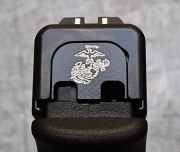 Milspin Custom Back Plate - USMC - Standard Glock - Stainless Steel with Black Coating Milspin Custom Back Plate - USMC - Standard Glock - Stainless Steel with Black Coating
